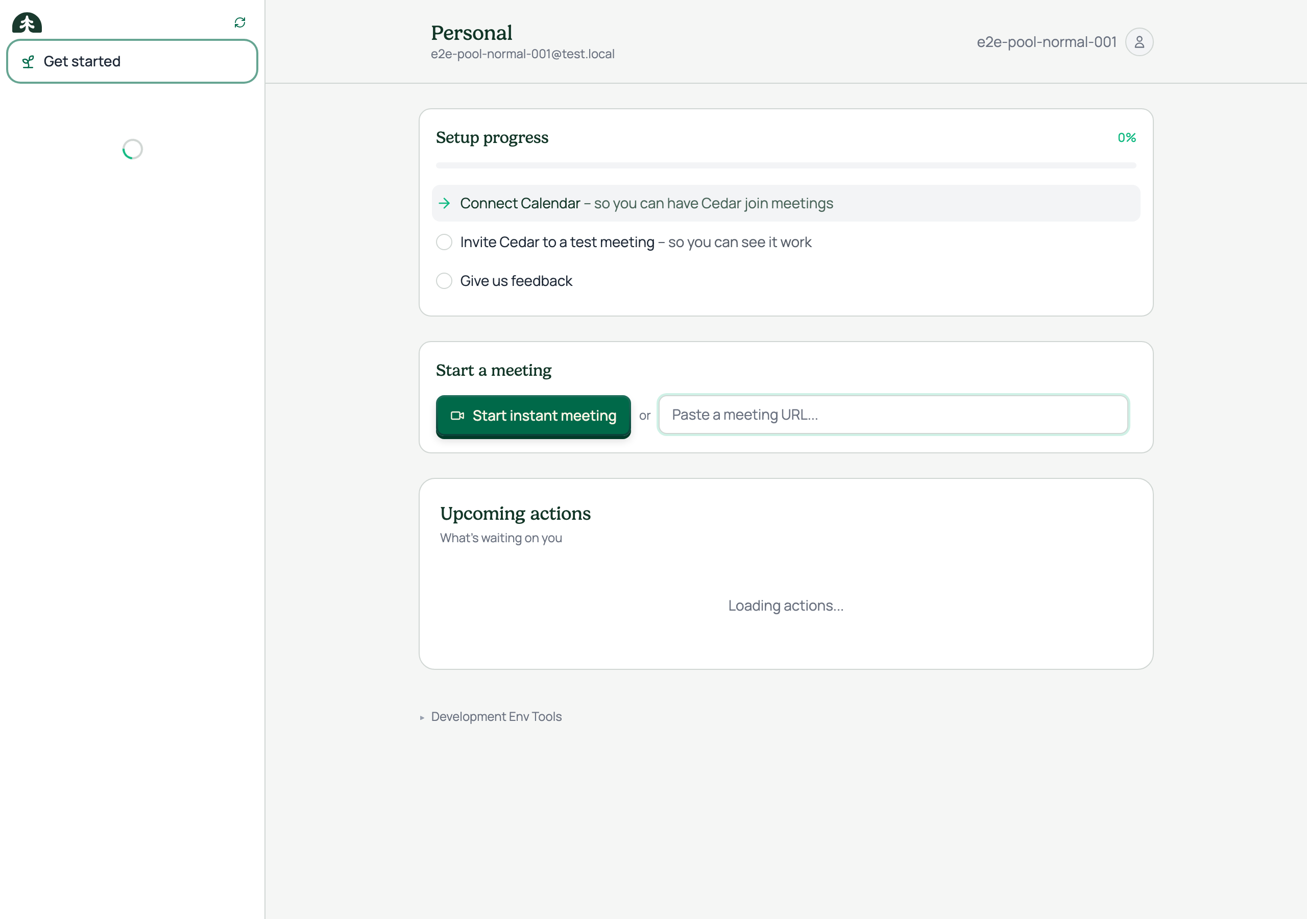 1 · Entry point: the dashboard with Start instant meeting