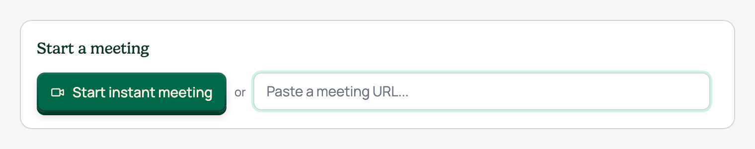 2 · Start a meeting close-up: one click, no calendar needed